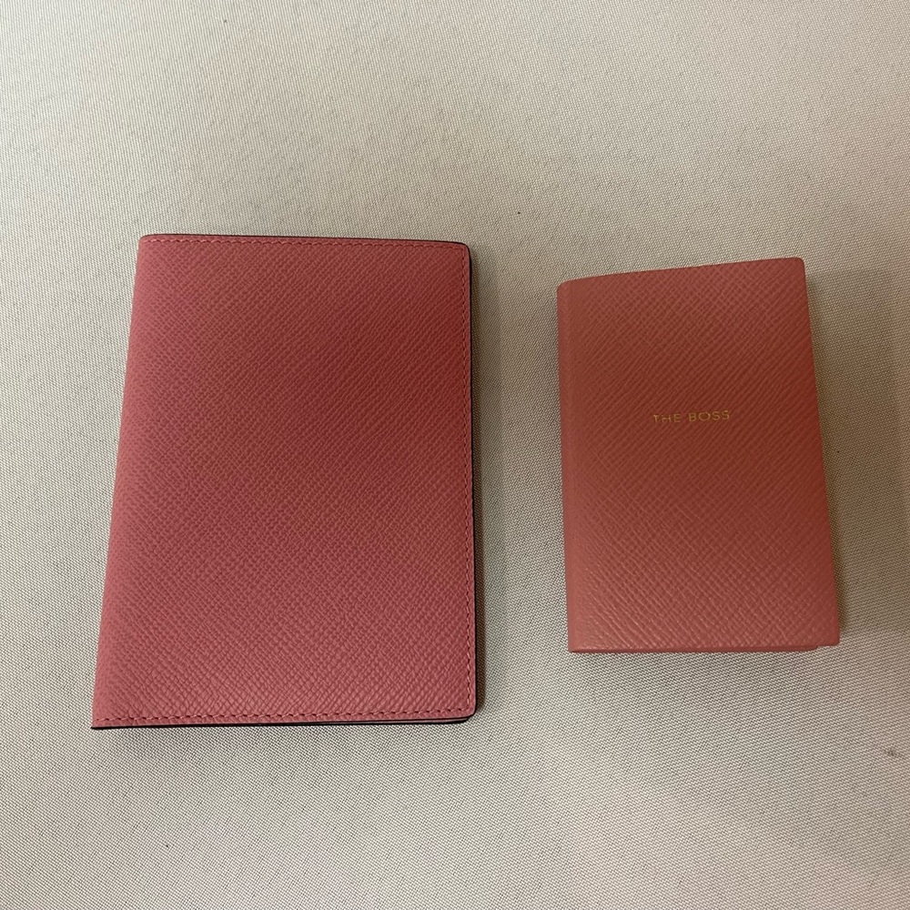 Smythson Pink Wallet and Notebook Set